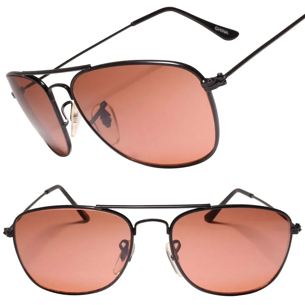 Classic True Vintage 80s 90s Black & Brown Lens Rectangle Square Sunglasses